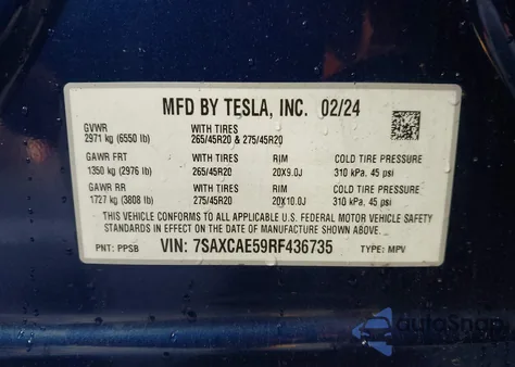 2024 Tesla Model X Long Range from USA, damaged, VIN 7SAXCAE59RF436735
